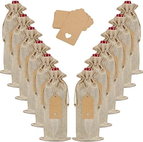 Burlap Wine Bags With Drawstrings, Wine Gift Bags - Reusable Bottle Bags Perfect For Travel, Wedding, Birthday, Housewarming And Dinner Party(Red) 8 Burlap Wine Bags With Drawstrings, Wine Gift Bags - Reusable Bottle Bags Perfect For Travel, Wedding, Birthday, Housewarming And Dinner Party(Red) - Image 8