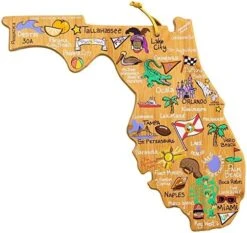 Exas State Shaped Cutting Board And Charcuterie Serving Platter With Artwork By Fish Kiss, Includes Hang Tie For Wall Display -Peugeot Shop 515ukhfQpfL. AC