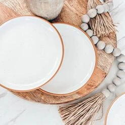 Ora Ceramic Plates Set, 7.8 In - Set Of 6 - The Dessert, Salad, Appetizer, Small Dinner Etc Plate. Microwave, Oven, And Dishwasher Safe, Scratch Resistant. Kitchen Porcelain Dish - Vanilla White -Peugeot Shop 5161TiI03RL