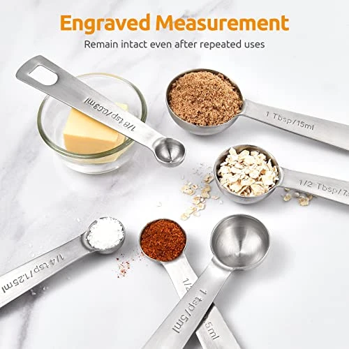 Measuring Spoons: U-Taste 18/8 Stainless Steel Measuring Spoons Set Of 7 Piece: 1/8 Tsp, 1/4 Tsp, 1/2 Tsp, 3/4 Tsp, 1 Tsp, 1/2 Tbsp & 1 Tbsp Dry And Liquid Ingredients 2 Measuring Spoons: U-Taste 18/8 Stainless Steel Measuring Spoons Set Of 7 Piece: 1/8 Tsp, 1/4 Tsp, 1/2 Tsp, 3/4 Tsp, 1 Tsp, 1/2 Tbsp & 1 Tbsp Dry And Liquid Ingredients - Image 2