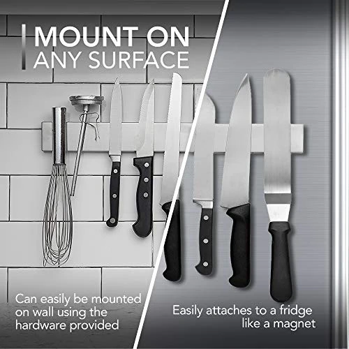 10 Inch Magnetic Knife Holder For Refrigerator, Magnetic Knife Holders For Fridge Or Kitchen Wall No Drilling, Magnet Strips For Knives & Metal Utensils, Tool Rack, Stainless Steel 3 10 Inch Magnetic Knife Holder For Refrigerator, Magnetic Knife Holders For Fridge Or Kitchen Wall No Drilling, Magnet Strips For Knives & Metal Utensils, Tool Rack, Stainless Steel - Image 3