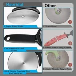 Pizza Cutter Wheel, Quality Stainless Steel Pizza Wheel, Super Sharp Pizzar Slicer With Non Slip Handle And Protective Cove, Food Grade Kitchen Tool - Dishwasher Safe - 3.5 Inch -Peugeot Shop 516B8dBeXXL