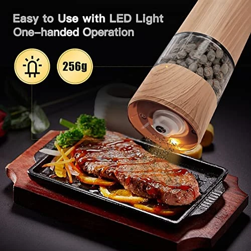 Lectric Pepper Grinder - Rechargeable Salt Pepper Mill, LED Lights Automatic Pepper Salt Mill Grinder Refillable, Adjustable Coarseness Shaker, One Hand Operation (1 Pack) 3 Lectric Pepper Grinder - Rechargeable Salt Pepper Mill, LED Lights Automatic Pepper Salt Mill Grinder Refillable, Adjustable Coarseness Shaker, One Hand Operation (1 Pack) - Image 3