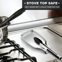 Spoon Rest For Stove Top, E-far 2-Piece Stainless Steel Spoon Holder For Kitchen Counter, Spatula Ladle Utensils Rest, Heavy Duty & Large Size, Dishwasher Safe(8.5 X 4.3 Inch) -Peugeot Shop 516EZ9xkzvL