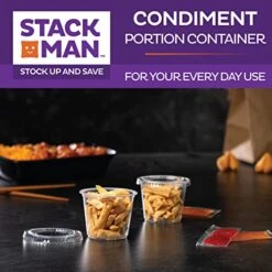 [100 Sets - 5.5 Oz.] Plastic Clear Portion Cups, Snack / Yogurt /Parfait/ Pudding / Souffle /Dessert Cups, Disposable Containers With Lids 5.5oz. -Peugeot Shop 516F78pBpdL