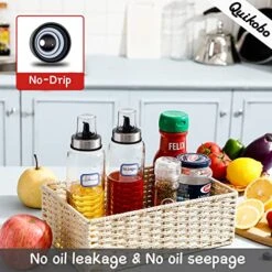 Olive Oil Dispenser Bottle - 17 Oz Oil And Vinegar Dispenser Set 2 Pack, Oil Bottles For Kitchen No-Drip Glass Cooking,Oil Container, Oil Vinegar Cruet Soy Sauce Dispenser Set With Caps -Peugeot Shop 516NVlRbsaL