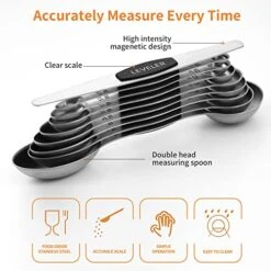 Magnetic Measuring Spoons Set, 9 Pieces Stainless Steel 18/8 Teaspoon Measuring Spoons Set Stackable Fits In Spice Jars Or Liquid -Peugeot Shop 516ObSNZ2yL