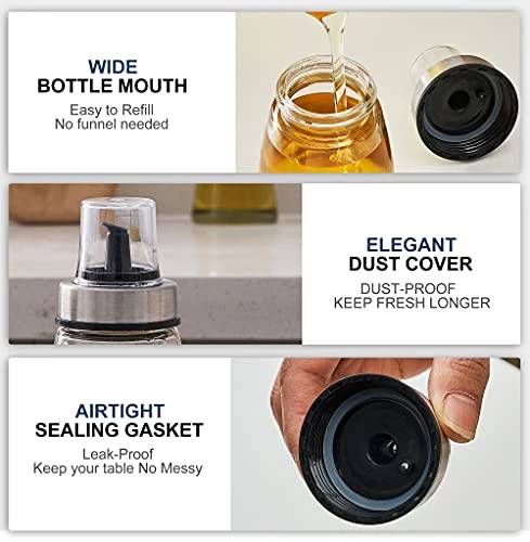 [3 Pack 180ml/6 Oz Airtight Olive Oil Dispenser Bottle,Oil And Vinegar Cruet Set For Kitchen And BBQ, Oil Decanter For Cooking Wine/Soy Sauce/Vinegar, Leak-Proof Spout With Dust Cap 3 [3 Pack 180ml/6 Oz Airtight Olive Oil Dispenser Bottle,Oil And Vinegar Cruet Set For Kitchen And BBQ, Oil Decanter For Cooking Wine/Soy Sauce/Vinegar, Leak-Proof Spout With Dust Cap - Image 3
