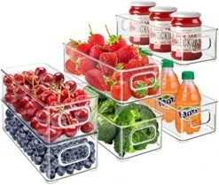 Set Of 6 Plastic Refrigerator Organizer Bins, Clear Stackable Food Storage Bins For Fridge, Freezer, Kitchen Cabinet, Pantry Organization, BPA Free Fridge Organizer -Peugeot Shop 516VWacm8HL. AC