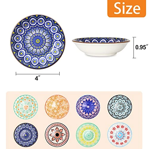 3 Oz Round Soy Sauce Dipping Bowls Set Of 8, Porcelain Side Dishes/Plates For Snack Sushi Ketchup Condiments Appetizer Dessert, 4 Inch Small Pinch Bowls For Kitchen Prep, Assorted Patterns 2 3 Oz Round Soy Sauce Dipping Bowls Set Of 8, Porcelain Side Dishes/Plates For Snack Sushi Ketchup Condiments Appetizer Dessert, 4 Inch Small Pinch Bowls For Kitchen Prep, Assorted Patterns - Image 2