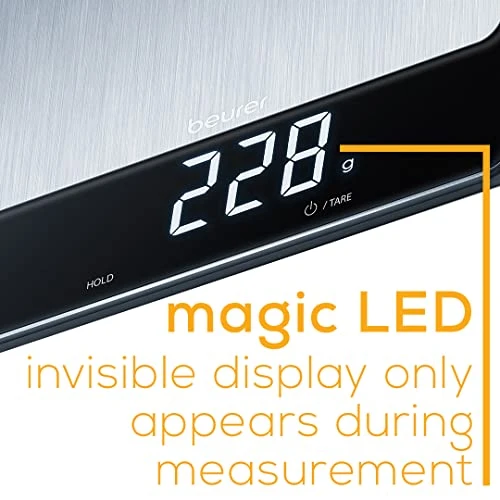 Beurer KS34 Digital Kitchen Scale - Precise Scale For Food Ounces And Grams, 33lbs Capacity, XL Weighing Platform For Meal Prep, Magic Display, Tare Function - Batteries Included - Black Glass 5 Beurer KS34 Digital Kitchen Scale - Precise Scale For Food Ounces And Grams, 33lbs Capacity, XL Weighing Platform For Meal Prep, Magic Display, Tare Function - Batteries Included - Black Glass - Image 5