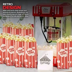 1 Oz Paper Popcorn Bags Bulk (100 Pack) Small Red & White Pop-corn Bag Disposable For Carnival Themed Party, Movie Night, Halloween, Popcorn Machine Accessories & Supplies, Individual Servings -Peugeot Shop 516ms2SwguL