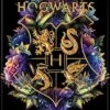 Harry Potter Floral Hogwarts Crest 2.5" X 3.5" Magnet For Refrigerators And Lockers