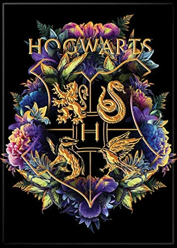 Harry Potter Floral Hogwarts Crest 2.5" X 3.5" Magnet For Refrigerators And Lockers 1 Harry Potter Floral Hogwarts Crest 2.5" X 3.5" Magnet For Refrigerators And Lockers