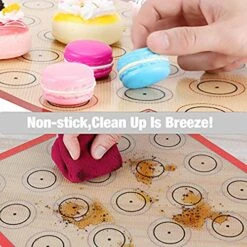 Macaron Silicone Baking Mat - Set Of 2 Non Stick Silicon Macaroon Baking Sheet Cookie Liner(BPA Free/Reusable/Half Sheet),Perfect Cooking Kit For Macarons,Pastry,Cake And Bread Making (Red) -Peugeot Shop 516qOHc8u6L