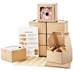 The Strongest 4x4x2.5 Inches Mini Cake Boxes On Amazon [50 Pack] - 2x Thicker And Oil-Resistant | Premium Brown Boxes With Window For Individual Donut, Mini Cookies, Dessert & Macarons - Unbeatable Durability And Protection!