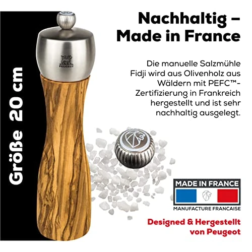 Peugeot Classic Fidji Salt Mill, Olive Wood 2 Peugeot Classic Fidji Salt Mill, Olive Wood - Image 2