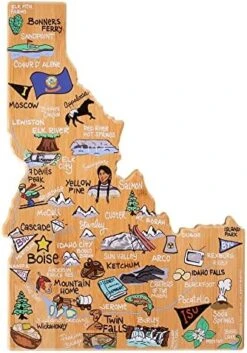 Exas State Shaped Cutting Board And Charcuterie Serving Platter With Artwork By Fish Kiss, Includes Hang Tie For Wall Display -Peugeot Shop 5173RJSRPwL. AC