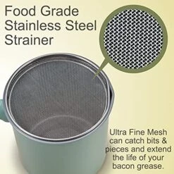 Bacon Grease Container With Strainer Fine Mesh 1.7L, Dishwasher Safe, Anti-Rancidity, With Non-slip Coaster, Food Grade Non-stick Inner Coating, Multipurpose Iron Cooking Oil Keeper -Peugeot Shop 517CCwFcNHL
