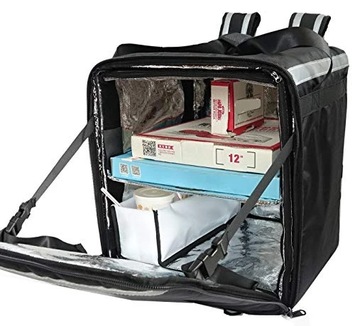 PK-76F: Large Doubledeck Insulated Pizza/Food Delivery Backpack, 16"x 15"x 18", With Divider, Cup Holder. Waterproof Thermal Food Take-Out Box, Keep Hot/Cold, 76Liters (Black) 5 PK-76F: Large Doubledeck Insulated Pizza/Food Delivery Backpack, 16"x 15"x 18", With Divider, Cup Holder. Waterproof Thermal Food Take-Out Box, Keep Hot/Cold, 76Liters (Black) - Image 5