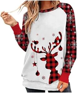 Womens 2022 Fall Fashion Tops Fall Crew Neck Sweatshirts Long Sleeve Christmas Print Fashion Pullover Top Streetwear -Peugeot Shop 517EBOLWRRL. AC