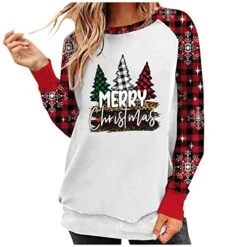 Crewneck Sweatshirts For Women Cute Plus Size Christmas Print Long Sleeve Sweatshirts Crew Neck Pullover Top Fall
