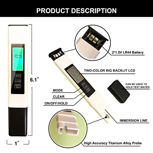 TDS Meter,Accurate And Reliable,Water Testing Kits For Drinking Water,Professional Water Meter,TDS, EC & Temp Meter 3 In 1(White) 5 TDS Meter,Accurate And Reliable,Water Testing Kits For Drinking Water,Professional Water Meter,TDS, EC & Temp Meter 3 In 1(White) - Image 5