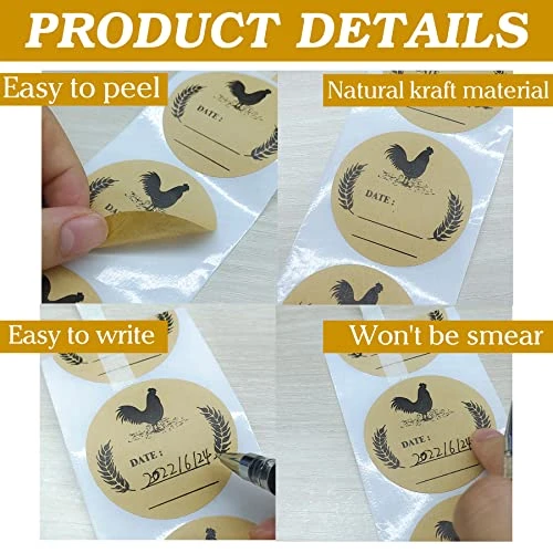 500pcs Farm Chicken Egg Labels Chicken Canning Labels 2 Inch Round Natural Brown Kraft Chicken Labels For Kitchen Mason Jar, Farmer, Crafts, Organizing, Gift, Price Tags 3 500pcs Farm Chicken Egg Labels Chicken Canning Labels 2 Inch Round Natural Brown Kraft Chicken Labels For Kitchen Mason Jar, Farmer, Crafts, Organizing, Gift, Price Tags - Image 3