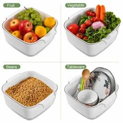 HNNJCK 8.2 Quart Kitchen Colanders Bowl Set, Fruit Vegetable Washing Basket, 2 In 1 Food Fruit Strainers, Large Plastic Double Layered Strainer Basket For Pasta, Spaghetti, Berry, Salads, BPA Free 6 HNNJCK 8.2 Quart Kitchen Colanders Bowl Set, Fruit Vegetable Washing Basket, 2 In 1 Food Fruit Strainers, Large Plastic Double Layered Strainer Basket For Pasta, Spaghetti, Berry, Salads, BPA Free -Peugeot Shop 517Ra69LckL