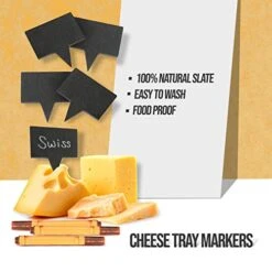 Food-Grade Slate Labels With Markers - 5 Natural Slate Boards And 3 Soapstone Chalk Markers For Cheese Name Tag, Charcuterie Board, Cheese Board Platter, Wedding, Birthday, Cocktail Parties -Peugeot Shop 517Sblpx7vL