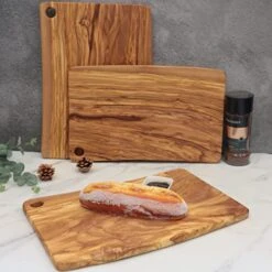 Natural Olive Wood Cutting Board, Rustic Serving Platter For Meat & Snack, Wooden Charcuterie Board Cheese Serving Tray, Handmade Decorative Cutting Board, Housewarming Gift (ZRB-S) -Peugeot Shop 517TJqqimBL
