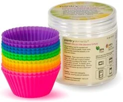 Silicone Cupcake Liners For Baking And Bonus Gift Jar, Pack Of 12 Reusable Muffin Liners Baking Cups Molds For Baking, Bento Lunch Box Accessories, Moldes De Silicona Para Reposteria