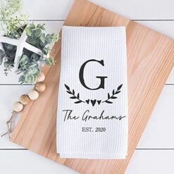 Couple Two Towel Set | Personalized Waffle Weave Kitchen Towel | Housewarming Gift | Wedding Gift | Personalized Dish Towel | Engagement Gift -Peugeot Shop 517VRdMKjTL