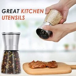 Professional Pepper Grinder - With Germany Hardened Carbon Steel Mechanism Rotor, Refillable Pepper Mill 6OZ Glass Adjust Coarseness (1PCS-Sliver-304） -Peugeot Shop 517ZJWT9bAL