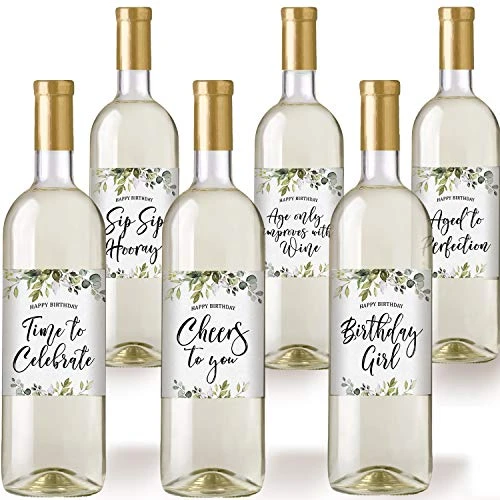 Printed Party Birthday Wine Bottle Labels, Greenery, Set Of 6 3 Printed Party Birthday Wine Bottle Labels, Greenery, Set Of 6 - Image 3