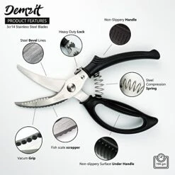 Poultry Shears, Heavy Duty Kitchen Scissors - Rust Proof Bone Cutting Scissors For Cutting Chicken & Chopping Vegetables - Chicken Meat Shears For Professionals - Black -Peugeot Shop 517fdJHBwbL
