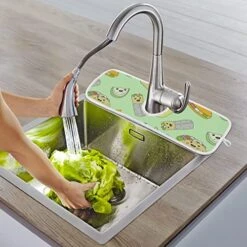 2 Pack Kitchen Faucet Mat Absorbent Washable Sink Splash Guard Faucet Drip Drying Mat Bar Countertop Water Catcher Mat Large 30x5 Inch Taco My Mouth Repeat Pattern -Peugeot Shop 517hkHrgE4L
