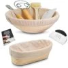 Anneton Bread Proofing Basket Set-A Complete Sourdough Proofing Basket Kit Of 9 Inch Round And 10 Inch Oval Bread Baskets With Cloth Liners Dough Scrapers Dough Whisk Bread Lame And Cleaning Brush