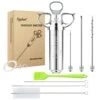 Meat Injector Syringe 2-oz Marinade Flavor Barrel 304 Stainless Steel With 3 Marinade Needles For BBQ Grill Smoker, Turkey, Fish, Brisket, Paper Silicone Brush And Instruction Included By Kendane