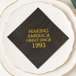 30th Birthday Disposable Napkins Black And Gold Dessert Beverage Cocktail Cake Napkins 30th Birthday Decoration Party Supplies For Man Making Great Since 1993, 50 Pack 4.9"x4.9" Folded -Peugeot Shop 517saAC0UDL