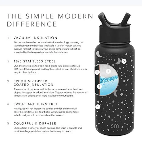 Kids Water Bottle With Straw Lid Vacuum Insulated Stainless Steel Metal Thermos Bottles | Reusable Leak Proof BPA-Free Flask For School | Summit Collection | 18oz, Lunar 3 Kids Water Bottle With Straw Lid Vacuum Insulated Stainless Steel Metal Thermos Bottles | Reusable Leak Proof BPA-Free Flask For School | Summit Collection | 18oz, Lunar - Image 3