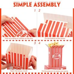 200 Pcs Paper Popcorn Boxes 1 Oz Close Top Oil Proof Disposable Popcorn Container 6 X 4 X 2 Inch Red And White Stripes Leak Proof Popcorn Boxes For Party Movie Party Theater Night Carnival Birthday -Peugeot Shop 51853tSV1EL