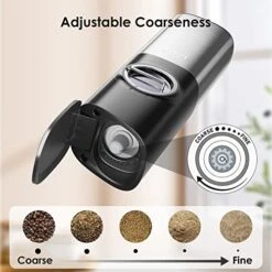 Gravity Electric Salt Or Pepper Grinder, Lynker Stainless Steel Automatic Salt Or Pepper Mill Grinder With Adjustable Coarseness, USB Charging Cable, Led Light, Dustproof Cover And One Hand Operation -Peugeot Shop 5185Uvw1KTL