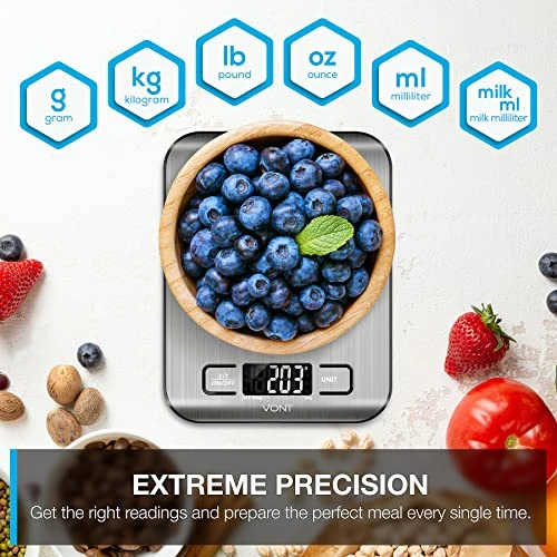 'Milo' Kitchen Scale, Food Scale, Digital & Mechanical Scale With Beautiful LCD Screen, 6 Measurement Units, Gram Scale Used For Weight Loss, Baking, Cooking, 304 Food Grade Stainless Steel 1 'Milo' Kitchen Scale, Food Scale, Digital & Mechanical Scale With Beautiful LCD Screen, 6 Measurement Units, Gram Scale Used For Weight Loss, Baking, Cooking, 304 Food Grade Stainless Steel
