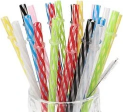 25 Pieces Reusable Plastic Straws. BPA-Free, 9 Inch Long Drinking Transparent Straws Fit For Mason Jar, Yeti Tumbler, Cleaning Brush Included -Peugeot Shop 5187bwfsxsL. AC