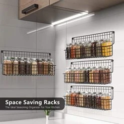 Hanging Spice Racks With Jars, 4-Tier Wall Mounted Metal Spice Racks With 32 Pcs 4oz Glass Spice Jars, Easy To Install Space Saving Organizer Shelf With Seasoning Bottles For Your Kitchen And Pantry -Peugeot Shop 518Ag32MnAL