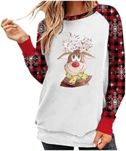 Womens Crewneck Sweatshirt Fall Plus Size Christmas Print Long Sleeve Sweatshirts Crew Neck Pullover Top Fall Clothes -Peugeot Shop 518DEl4z1NL. AC 1