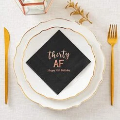 40th Birthday Napkins Black Rose Gold For Women Forty Birthday Cocktail Napkins Beverage Napkins 40th Birthday Party Dessert Cake Table Decorations, 50 Count, 3-Ply -Peugeot Shop 518EHuzAdmL