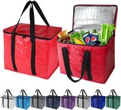 BeeGreen 2 Packs Black Insulated Grocery Bags Collapsible Shopping Cooler Thermal Tote With Zipper For Hot Cold Frozen Food Transport X-Large 60LBS Reusable Durable Long Handles Stands Upright -Peugeot Shop 518FRuDfjoL. AC
