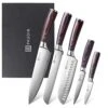 Kitchen Knife Set, Ultra Sharp Knife Set With Pakkawood Handle, High Carbon Stainless Steel Knives Set For Kitchen, 5 Piece Chef Knife Set Come With Gift Box